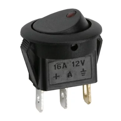 Billenő kapcsoló 1 áramkör 16 A - 12 V DC OFF - ON piros LED-del                                      BX09042PI