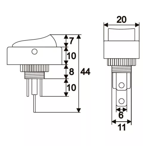 Billenő kapcsoló 1 áramkör 20 A - 12 V DC OFF - ON piros LED-del                                      BX09047PI