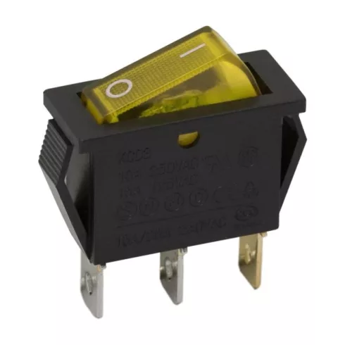 Billenő kapcsoló 1 áramkör 16 A - 250 V OFF - ON sárga világítással                                   BX09050SA