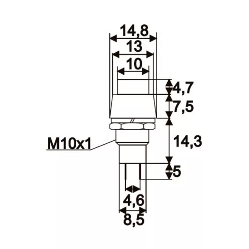 Nyomógombos kapcsoló 1 áramkör 2 A - 250 V ON - OFF fekete                                            BX09068FK