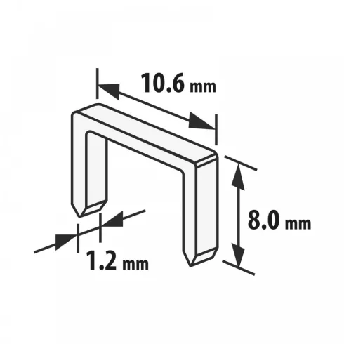 Tűzőkapocs - 1,2 x 10,6 x 8 mm - 1000 db                                                              BX10443