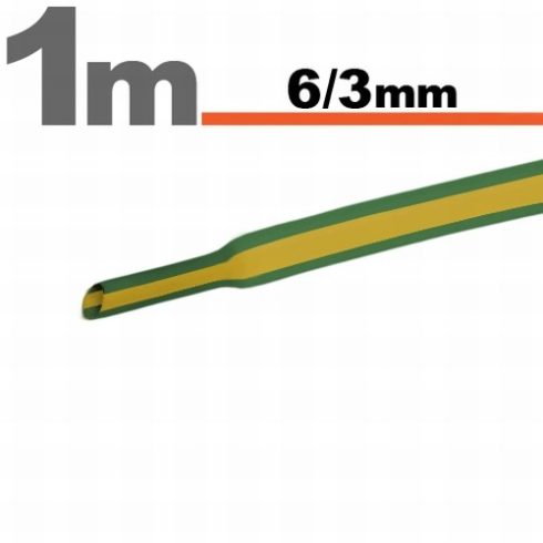 Zsugorcső Sárga-zöld - 6 / 3 mm                                                                       BX11022X