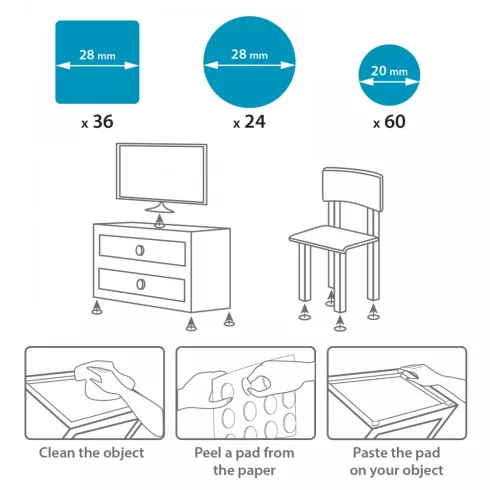 Öntapadós filcpárna 120 db / csomag                                                                   BX11110BK