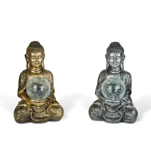 Szolár Buddha - 1 melegfehér LED - műgyanta - 17 x 15 x 26 cm - 2 féle                                BX11268