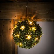   Szolár bukszus - felakasztható - 25 cm - 20 melegfehér LED                                            BX11359