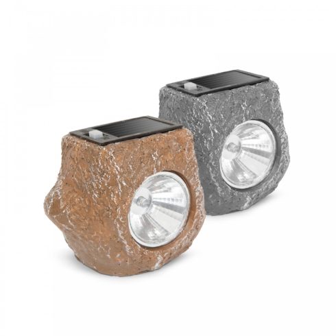 LED-es kültéri szolárlámpa - szürke / barna kő - hidegfehér - 80 x 56 x 70 mm                         BX11389D