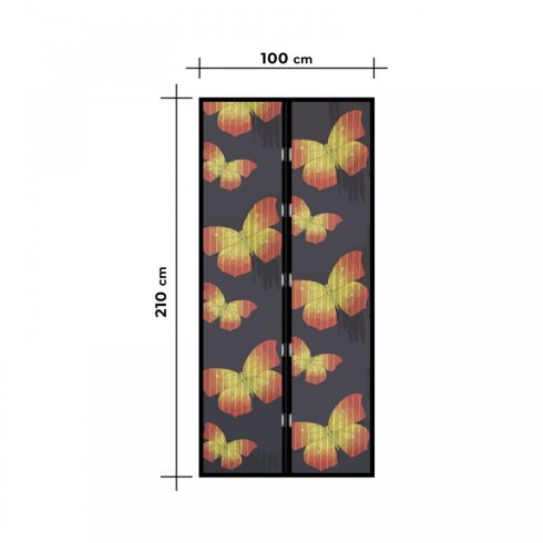Szúnyogháló függöny ajtóra - mágneses - 100 x 210 cm - pillangós                                      BX11398C