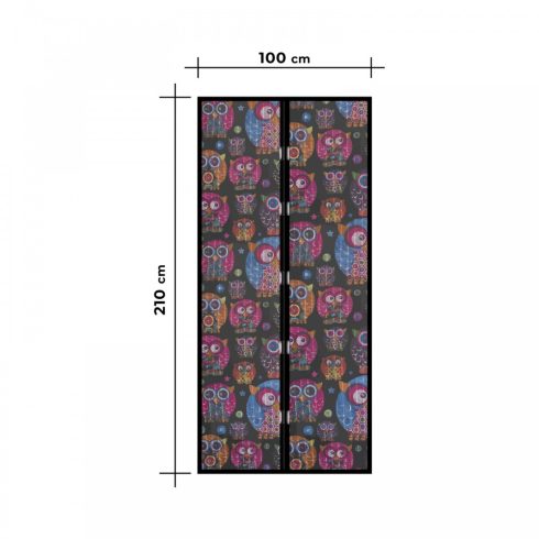 Szúnyogháló függöny ajtóra - mágneses - 100 x 210 cm - baglyos                                        BX11398E