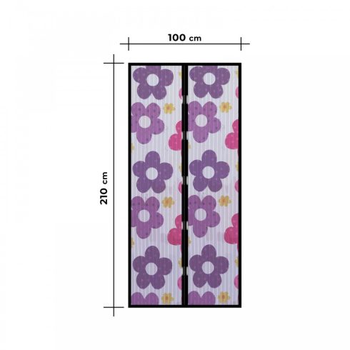 Szúnyogháló függöny ajtóra mágneses 100 x 210 cm színes virágos                                       BX11398I