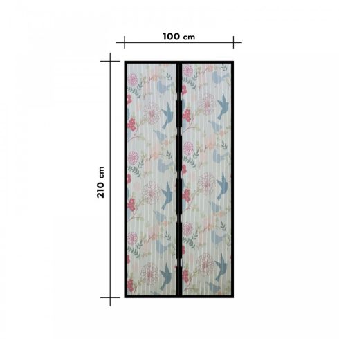 Szúnyogháló függöny ajtóra - mágneses - 100 x 210 cm - madár mintás                                   BX11398J