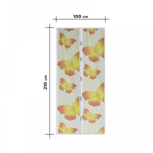 Szúnyogháló függöny ajtóra - mágneses - 100 x 210 cm - sárga pillangós                                BX11398L