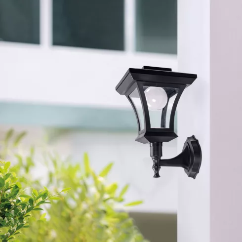 LED-es szolár lámpa - fali - 21 x 21 cm - 8 LED - fekete - melegfehér                                 BX11404A