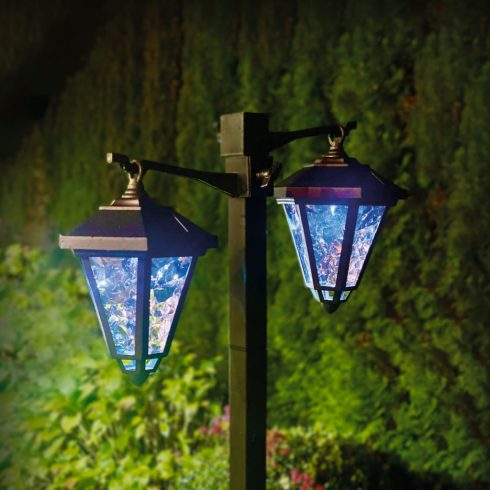 LED-es szolár lámpa - kandeláber - 137 cm - fekete - hidegfehér                                       BX11404B