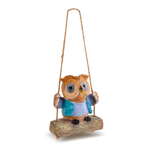 Felakasztható szolár dekoráció - bagoly - 2 fehér LED - 10 x 6 x 28 cm                                BX11428E