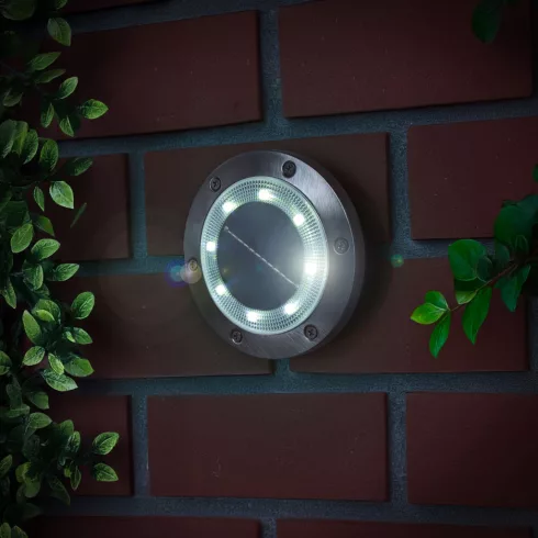 LED-es leszúrható / fali szolár lámpa - kör alakú - SMD LED - hidegfehér - 12 cm                      BX11440F