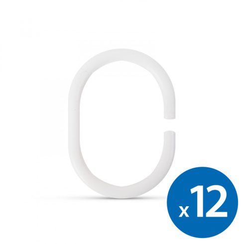 Zuhanyfüggöny-karika - műanyag, ovális - 12 db / csomag                                               BX11520B