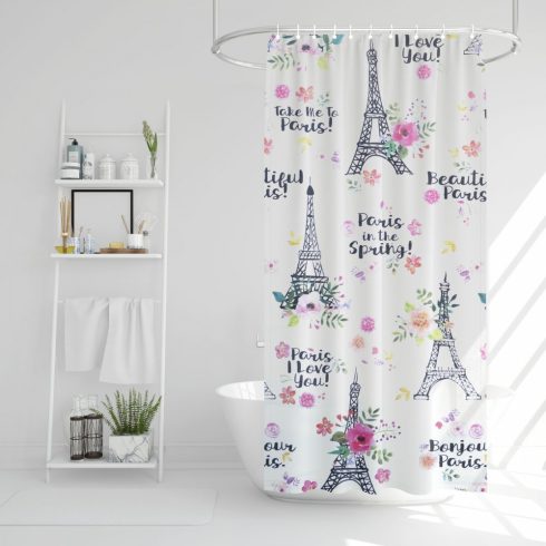 Zuhanyfüggöny - Eiffel-torony mintás - 180 x 180 cm                                                   BX11528D