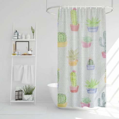 Zuhanyfüggöny - kaktusz mintás - 180 x 180 cm                                                         BX11528E
