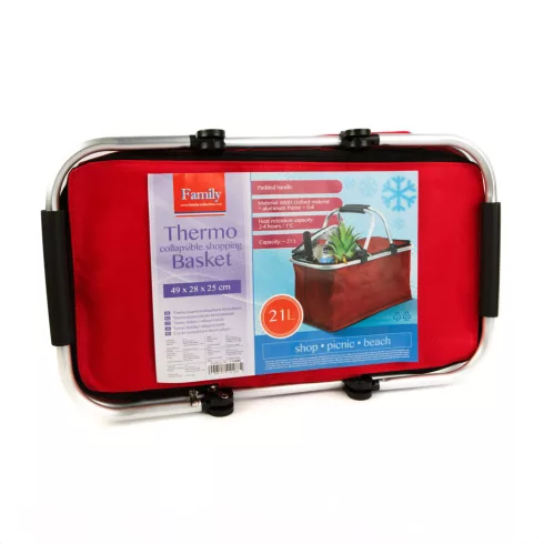 Thermo összecsukható bevásárlókosár - 49 x 28 x 25 cm - 21 L - piros                                  BX11549C