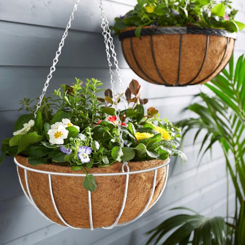 Akasztható fém kosár - virágcserépek rögzítéséhez - 25 cm - fehér                                     BX11566A