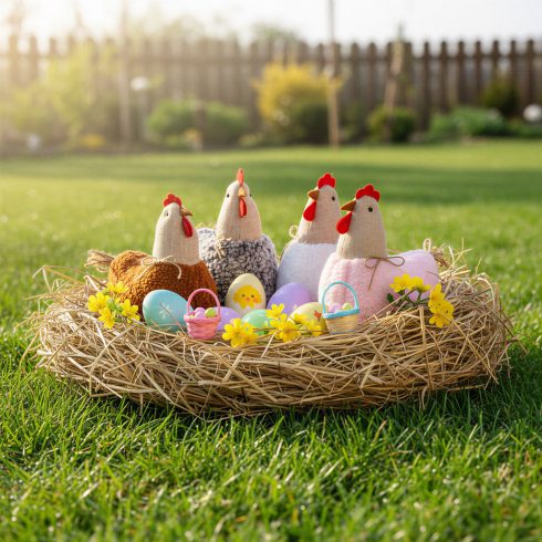 Textil dekoráció - tyúkanyó - 21 x 18 x 11 cm - 4 féle                                                BX11569