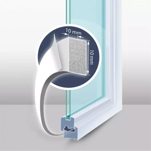 Öntapadós ajtó- ablakszigetelő habszalag - 5 m - fehér 10 mm                                          BX11595WH-10