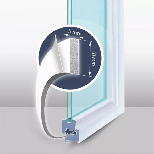Öntapadós ajtó- ablakszigetelő habszalag - 6 m - fehér 10 mm                                          BX11595WH