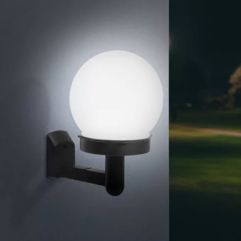 LED-es szolár fali lámpa - hidegfehér - fekete - műanyag                                              BX11710