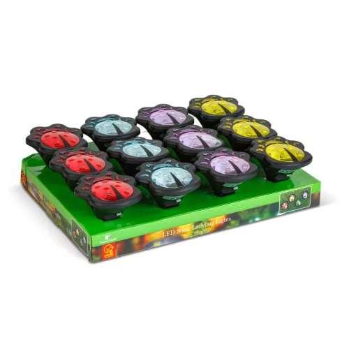 Leszúrható LED szolár - katica - színes - fekete - műanyag - 9 x 9 x 8,5 cm                           BX11732C