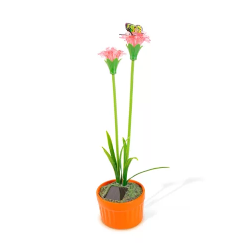 Szolár színes virág - 8 x 8 x 32 cm - 10 melegfehér LED - piros                                       BX11735B