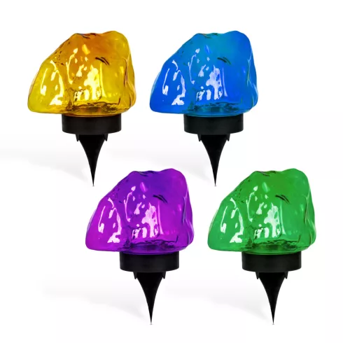 Leszúrható szolár lámpa - kavics forma - színes - 140 x 120 x 120 mm - melegfehér LED                 BX11768B