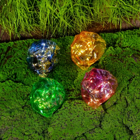 Leszúrható szolár lámpa - kavics forma - színes - 140 x 120 x 120 mm - melegfehér LED                 BX11768B