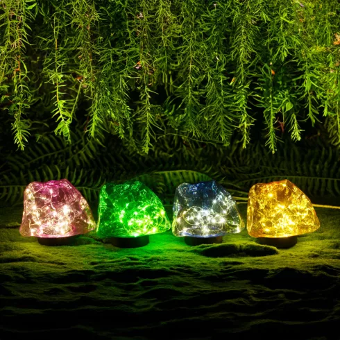 Leszúrható szolár lámpa - kavics forma - színes - 140 x 120 x 120 mm - melegfehér LED                 BX11768B