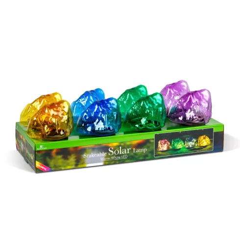 Leszúrható szolár lámpa - kavics forma - színes - 140 x 120 x 120 mm - melegfehér LED                 BX11768B