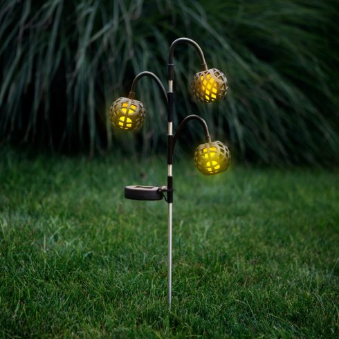 Leszúrható szolár lámpa - lánghatással - 5 gömb - 7 cm - 30 LED                                       BX11770
