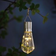   Felakasztható szolár lámpa - izzó - 4 melegfehér LED - 4,7 x 11 cm                                    BX11777