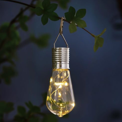 Felakasztható szolár lámpa - izzó - 4 melegfehér LED - 4,7 x 11 cm                                    BX11777