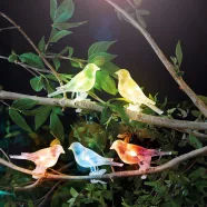   Szolár fényfüzér - madárka, csipeszes - 80 cm - 5 színes, RGB LED                                     BX11787