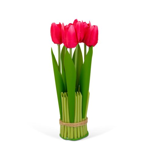 Műnövény dekoráció - tulipán - piros - 26 x 6,5 cm                                                    BX11897A