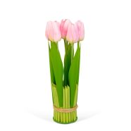   Műnövény dekoráció - tulipán - rózsaszín - 26 x 6,5 cm                                                BX11897C