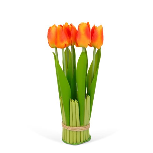 Műnövény dekoráció - tulipán - narancssárga - 26 x 6,5 cm                                             BX11897D