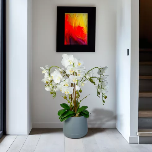 Műnövény dekoráció - orchidea - fehér - 83 cm                                                         BX11899B