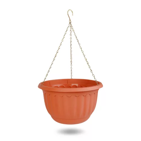Műanyag függesztett cserép lánccal -  terrakotta - 30 x 18 cm                                         BX11993