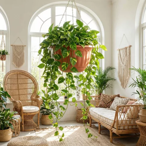 Műanyag függesztett cserép lánccal -  terrakotta - 30 x 18 cm                                         BX11993