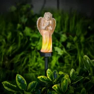   Szolár angyalka - madárral - 1 melegfehér LED - műgyanta - 48 x 11 x 6,5 cm                           BX13002C