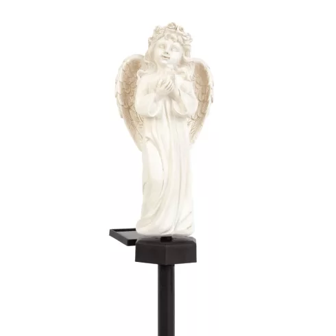 Szolár angyalka - madárral - 1 melegfehér LED - műgyanta - 48 x 11 x 6,5 cm                           BX13002C