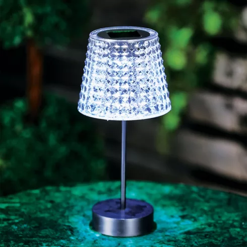 Szolár asztali lámpa - átlátszó - hidegfehér LED - műanyag - 26 x 12 cm                               BX13005A