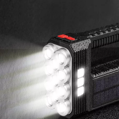 Szolár COB LED zseblámpa - munkalámpa funkcióval - 1200 mAh - MicroUSB - 1000 lumen - IP55            BX18581