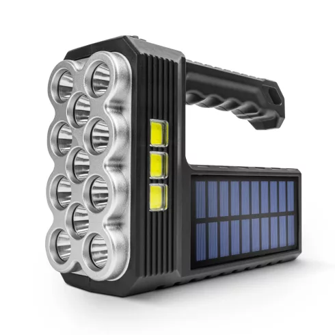Szolár COB LED zseblámpa - munkalámpa funkcióval - 1200 mAh - MicroUSB - 1000 lumen - IP55            BX18581