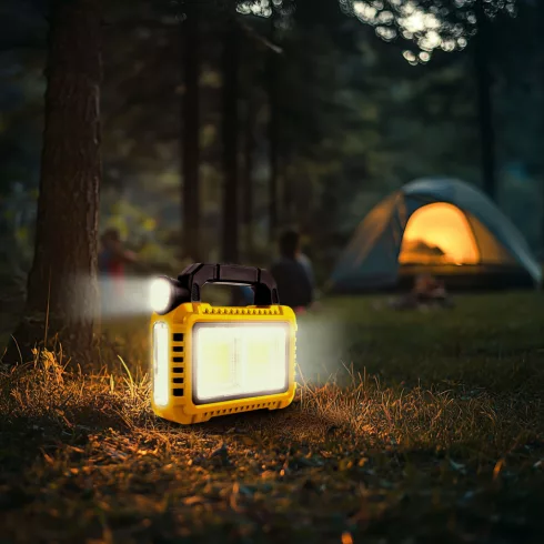Multifunkciós kézi lámpa - szolár panel, USB-C - 6 világítási mód, 8 LED, 3600 mAh                    BX18584